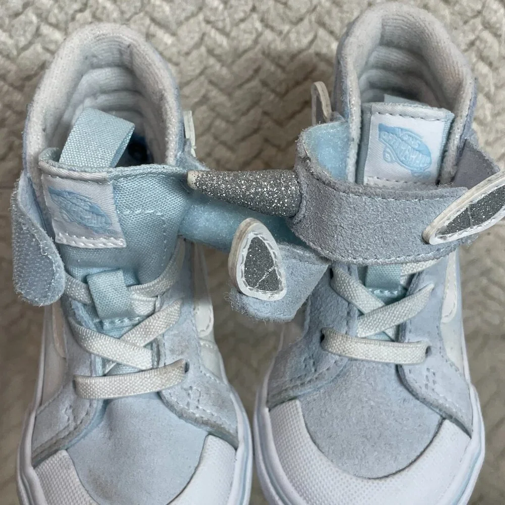 Vans Toddler Light Blue Silver Glitter Unicorn Sk8-Hi Size 6 Whimsical Fairycore - Picture 10 of 14